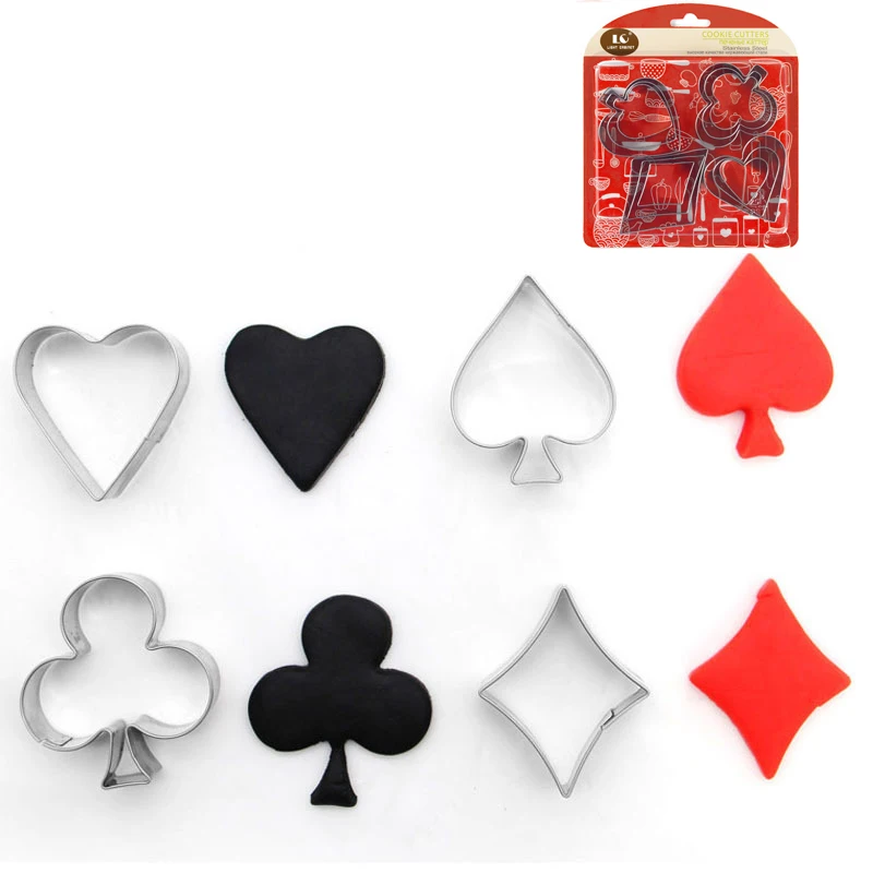 

Набор ножей для печенья из нержавеющей стали, 12 шт., форма для покерного печенья, игральные карты, фондан, пирог, форма для пасты, инструменты ...