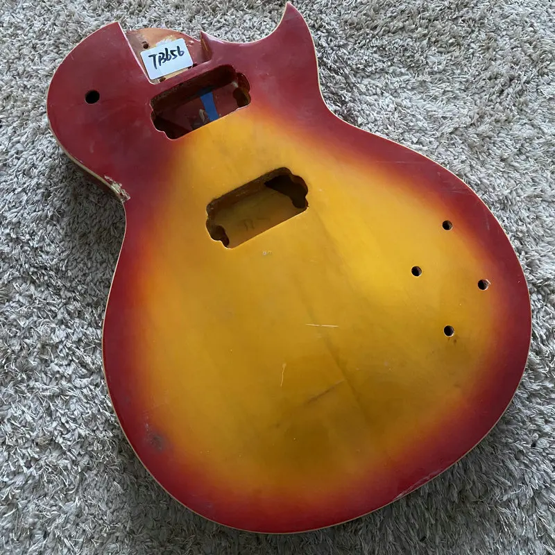 

6 струн, необработанная электрогитара LP, корпус гитары из твердого красного дерева + твердый клен, верхний болт, DIY & Запасные детали для гитар...