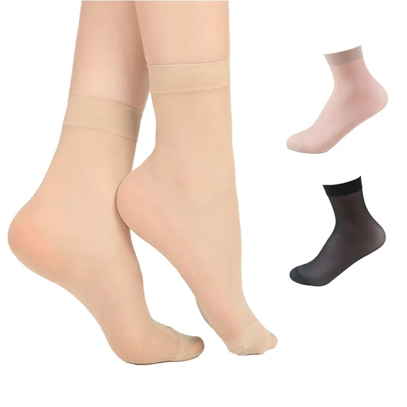 50/100PCS Balck Ultrathin Silk Socks Summer Transparent Thin Lady Elastic Nylon Sock For Women Sexy Short Ankle Socks Wholesale