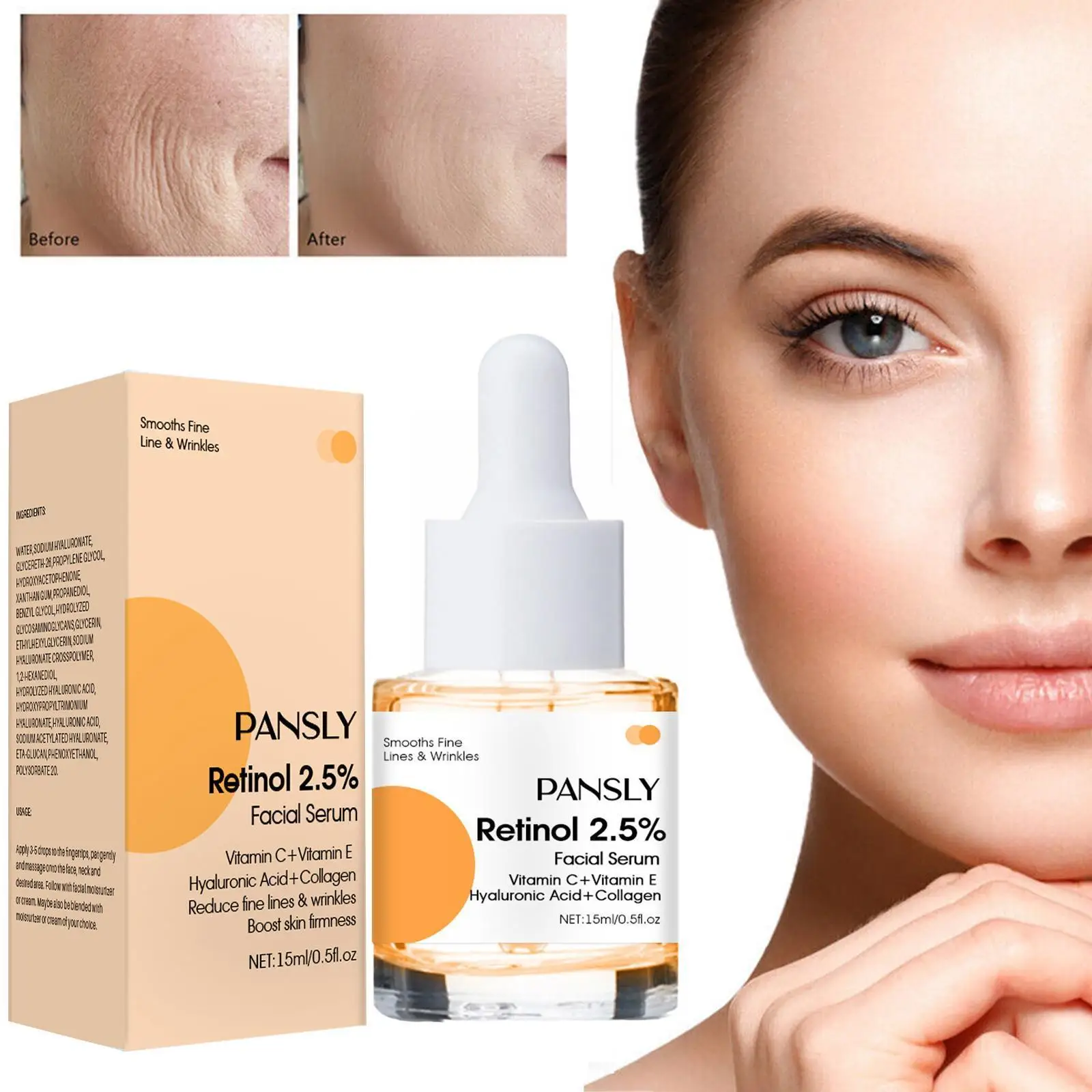 

2.5% Retinol Firming Serum Facial Eye Anti-aging Wrinkle Moisturizing Korean Firm Essence Nourish Lift Fade Lines Cosmetics L5T2