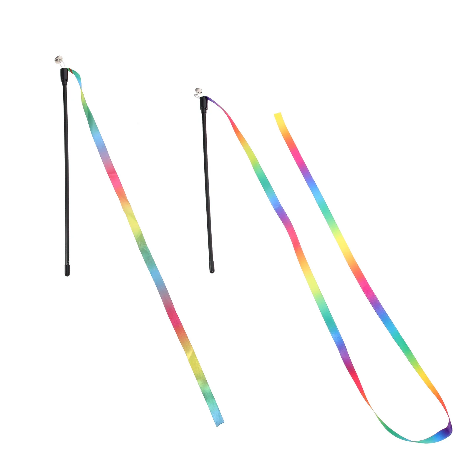

Cat Wand Toy Teaser Kitten Interactive Rainbow Toys Stick Teasing String Chaser Catcher Exercise Charmer Accessory Pet Funny
