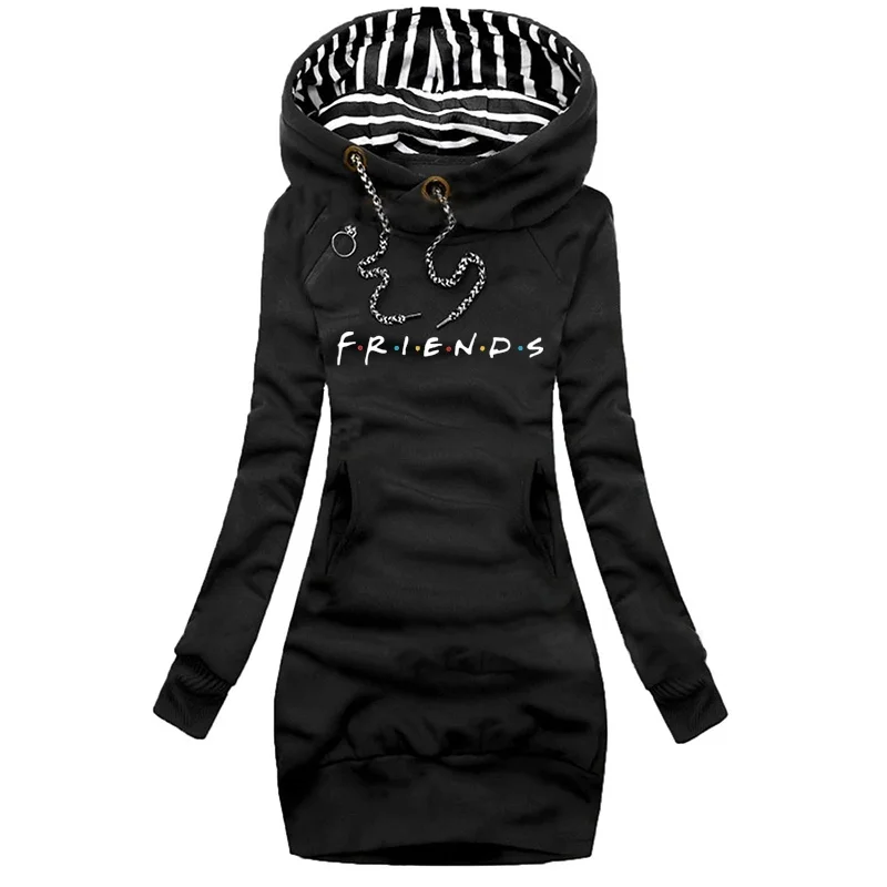 

High Quality Pullover New Autumn and Winter Women's Fashion Trend Long Sleeve Hooded Casual Women's Wear Dress