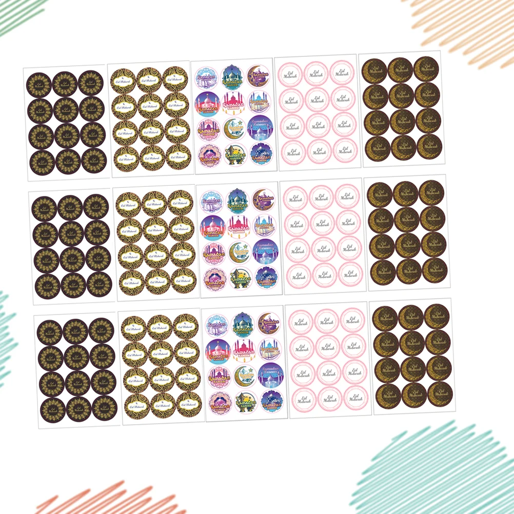 

Sticker Stickers Eid Mubarak Labels Bag Bairam Moon Lesser Party Packaging Ornament Favors Business Round Muslim Gift Sealing