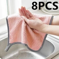 8pcs thick kitchen daily dish towel dish cloth kitchen rag non stick oil thickened table cleaning cloth absorbent scouring pad