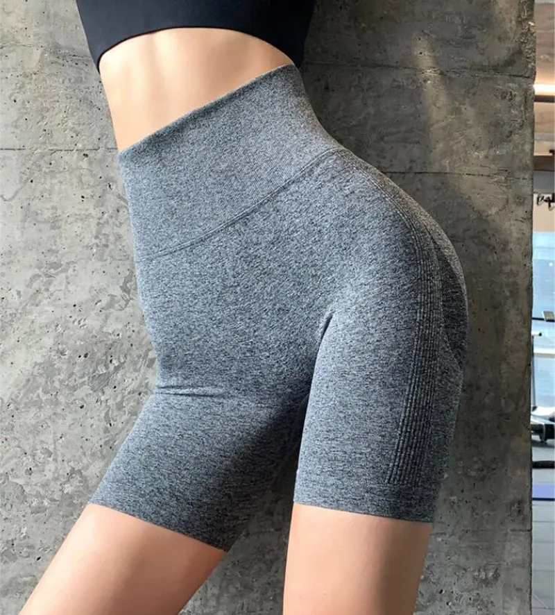High Waist Hip Lift Elastic Sports Five-Point Pants Women Yoga Pants Quick-Drying Running Shorts Fitness Training Pants Leggings
