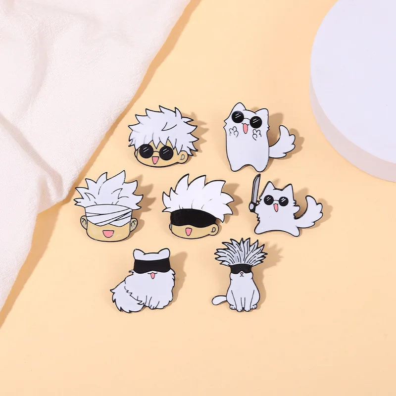 

1 Pcs Cartoon Anime Jujutsu Kaisen Enamel Brooch Pins Gojo Satoru Cats Metal Badges Lapel Pin for Backpack Clothes Toys Gifts