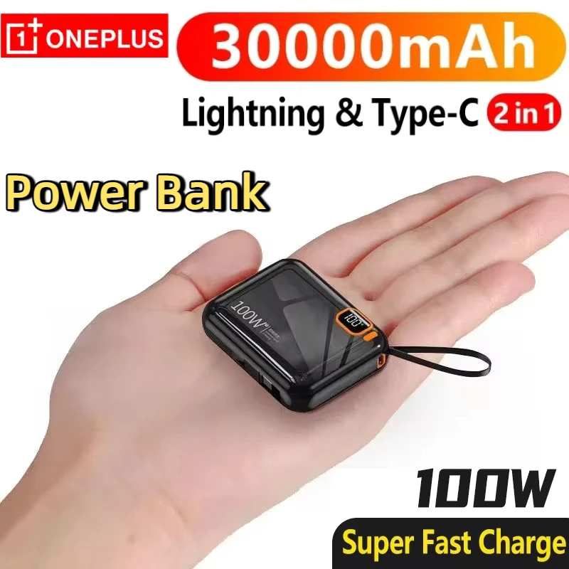 Фото OnePlus 50000 мАч Power Bank PD100W USB-кабель типа C двустороннее быстрое зарядное устройство Mini Powerbank для Iphone Xiaomi Samsung 2025 №1