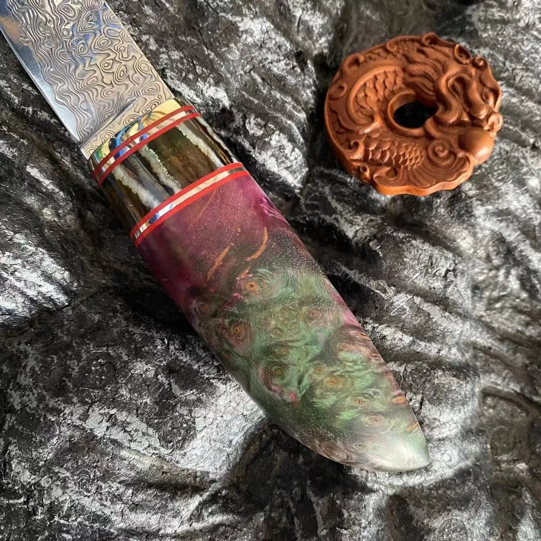 Охотничий Нож VG10 из дамасской стали охотничий Мамонт + стабильная деревянная