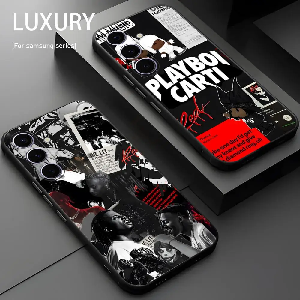 Фото Модный чехол для телефона P-Playboi Carti для Samsung Galaxy S26 S25 S24 S23 S22 S21 Plus Ultra Note20, мягкий черный №2