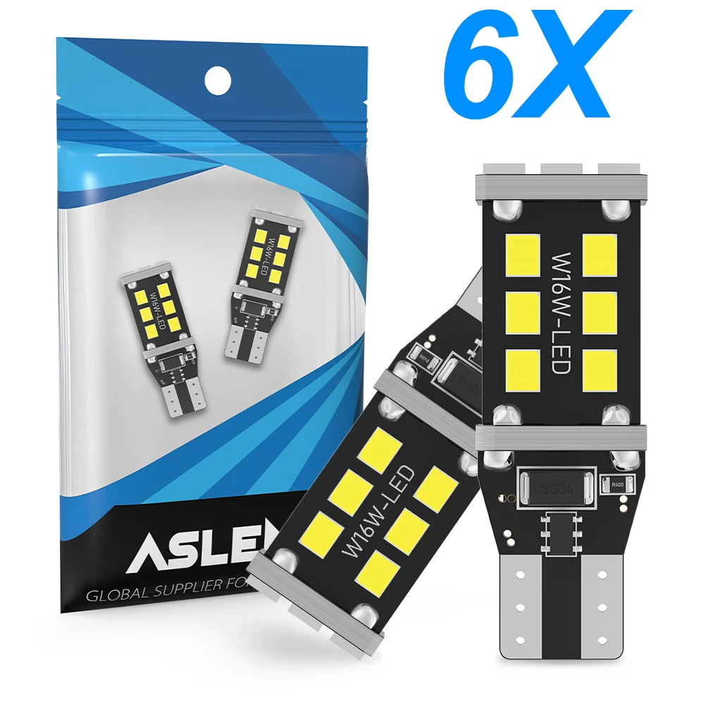 

6 шт., автомобильные лампы T15 W16W, 2835 дюймов, 921 к, 12 В