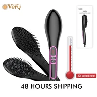 iron magic hair straightener brush professional anti scald electric ionic comb with ceramic heating for thick frizzy hair