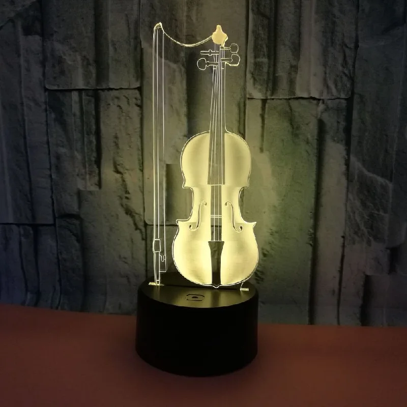 

Violin Instruments 3D Acrylic Lamp Bedroom Decoration Remote Control Changes 16 Colors Touch Switch Color Conversion LED Light