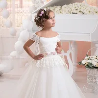 Formal Kids Flower Girl Dresses for Wedding First Communion Cap Sleeve for Party Birthday Princess Gown Toddler Pageant Dresses