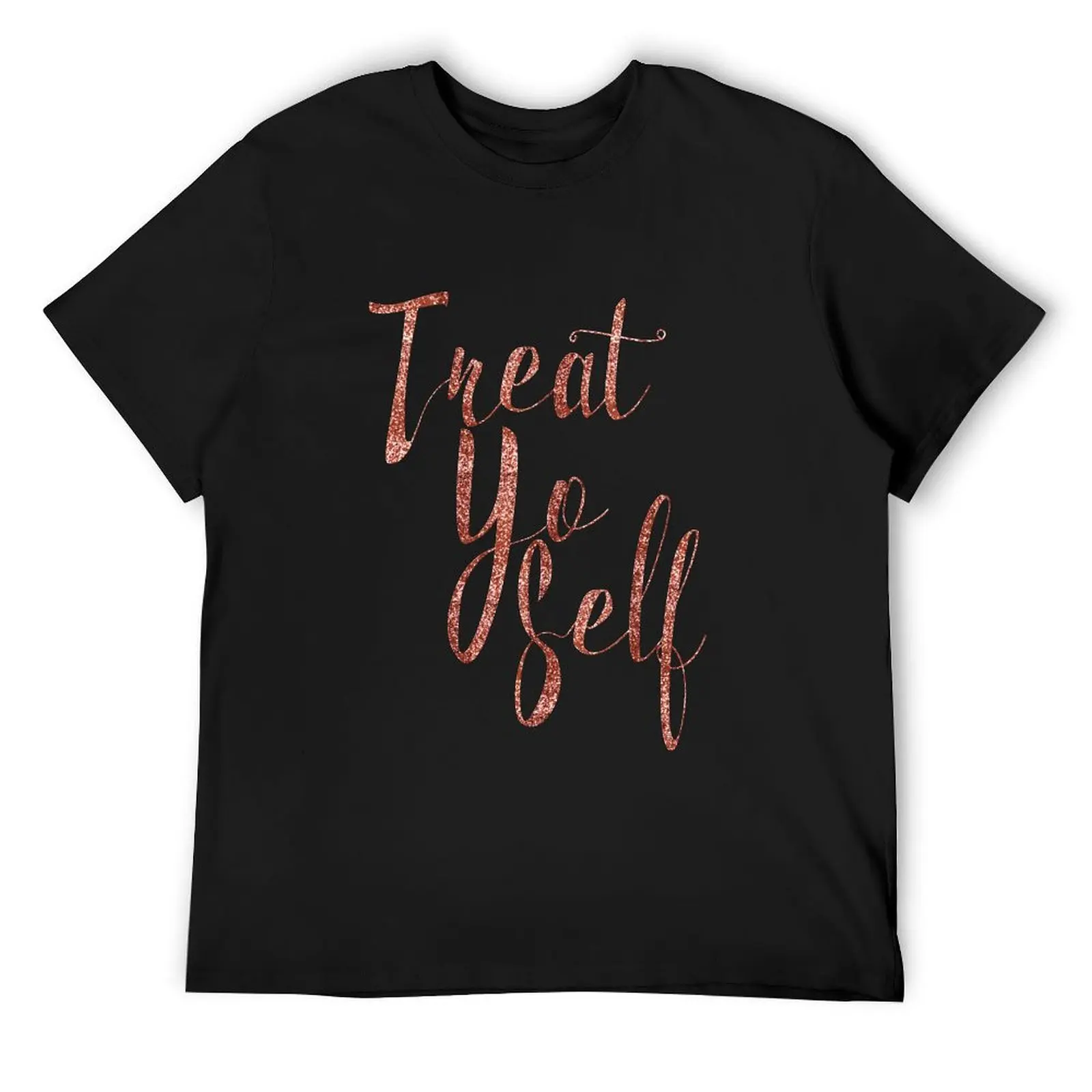Футболка Treat Yo Self с блестящим принтом розового золота винтажная одежда