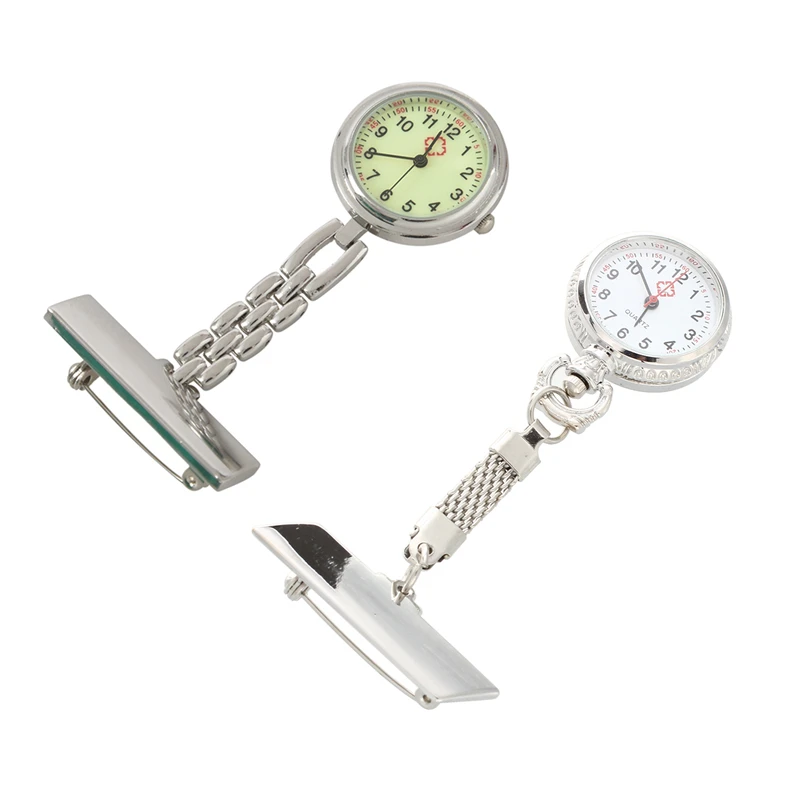 

2 Pcs Nurse Brooch Pocket Fob Pendant Quartz Watch New 7.2Cm & 8.5Cm