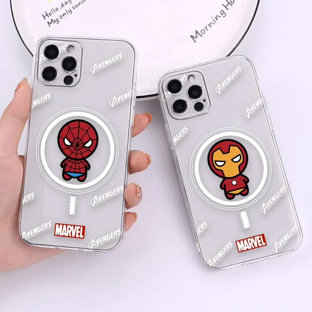 

Cute Avengers Hero Comics Transparent Case Coque Funda for Apple 11 12 13 14 Pro iPhone 7 8 SE X XR XS Max Mini Plus Case Capa