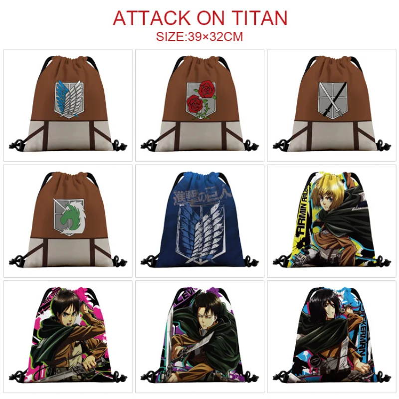 

Attack on Titan Canvas Bag Eren Levi Mikasa Cartoon Print Bags Anime Peripheral Cute Shopping Bag Kawaii Fashion Cosplay Bag