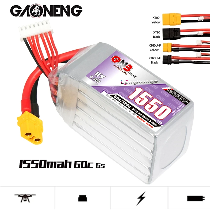 

MAX 120C GNB 22.8V 1550mAh Lipo Battery For RC Helicopter Quadcopter FPV Racing Drone Cars Parts XT60-T HV 6S 60c 22.8V Battery