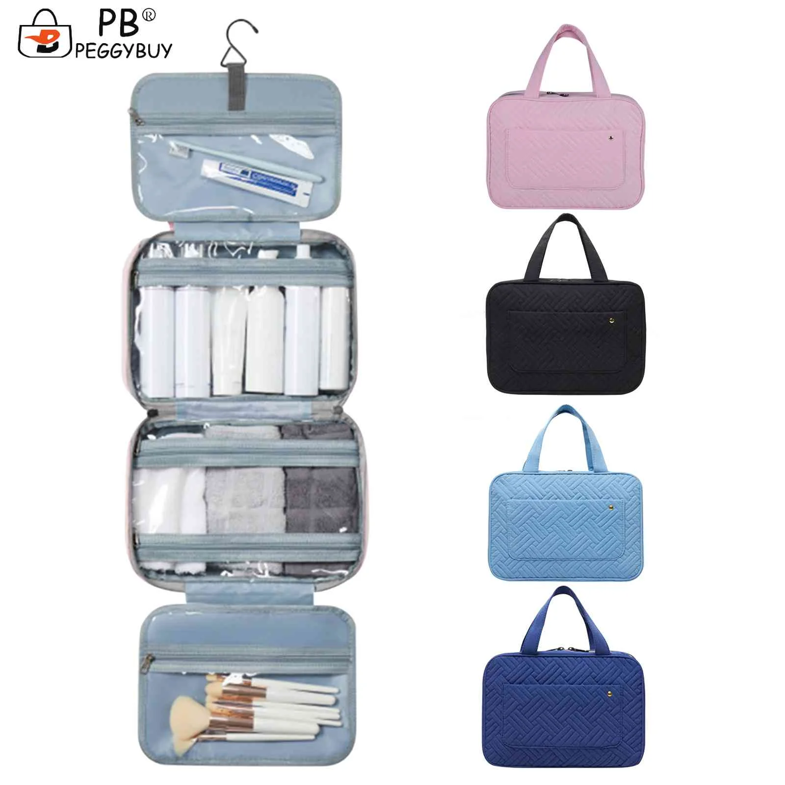 

Waterproof Hanging Wash Bag 4 Layers Bathroom Wash Bags Foldable Travel Toiletry Bag Shower Organizer for Women Men