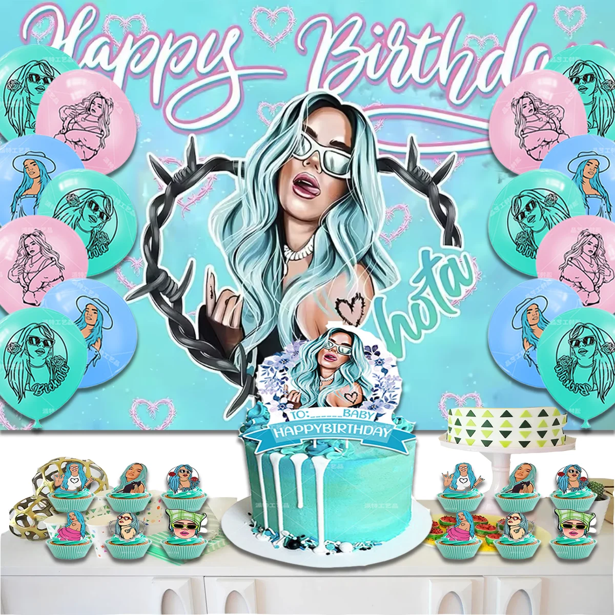 Umi Karol G тематические принадлежности для дня рождения девочек декоративный