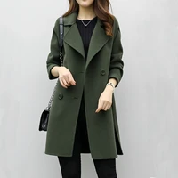 2021 fall winter long wool coat women warmness xxl elegant black woolen outwear fashion minimalist korean fashion overcoat top
