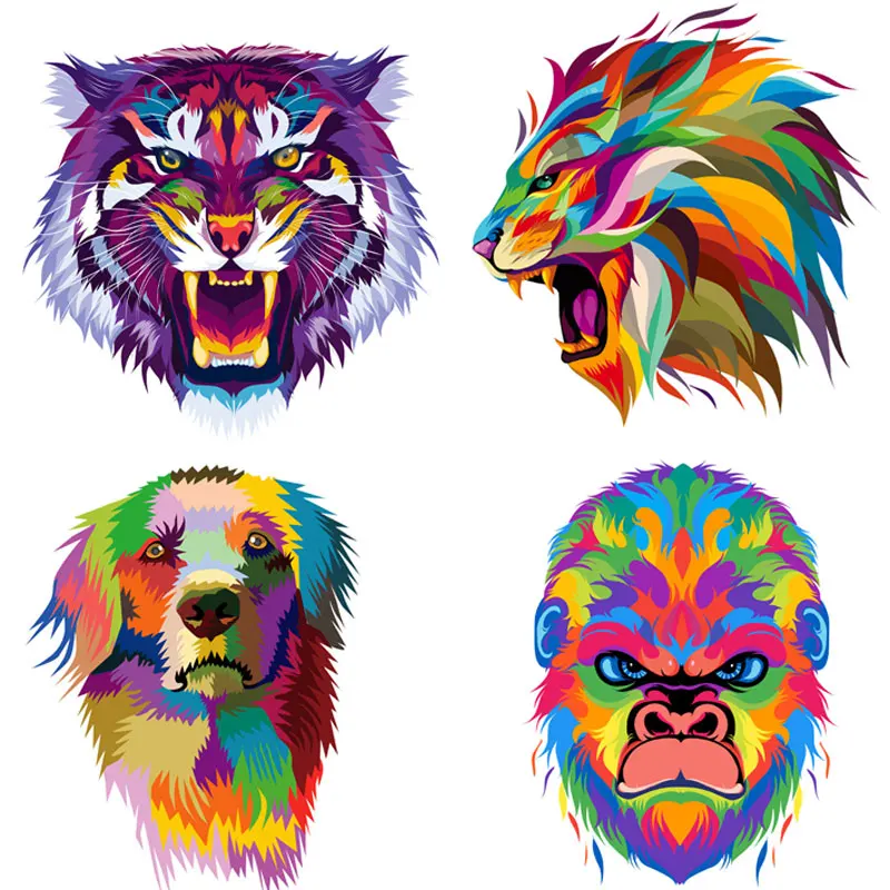 Ferocious Colorful Tiger Lion Bear Gorilla Car Sticker Vinyl Waterproof Motorcycle Fridge Helmet Laptop Skateboard Mug Decal
