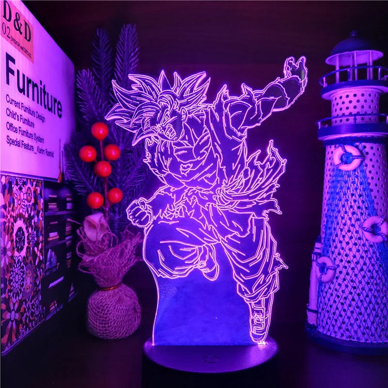 Dragon Ball Z Son Goku Power Up 3D Lamp Led Night Light Anime Color Changing Nightlight For Kids Bedroom Decor Manga Child Gift