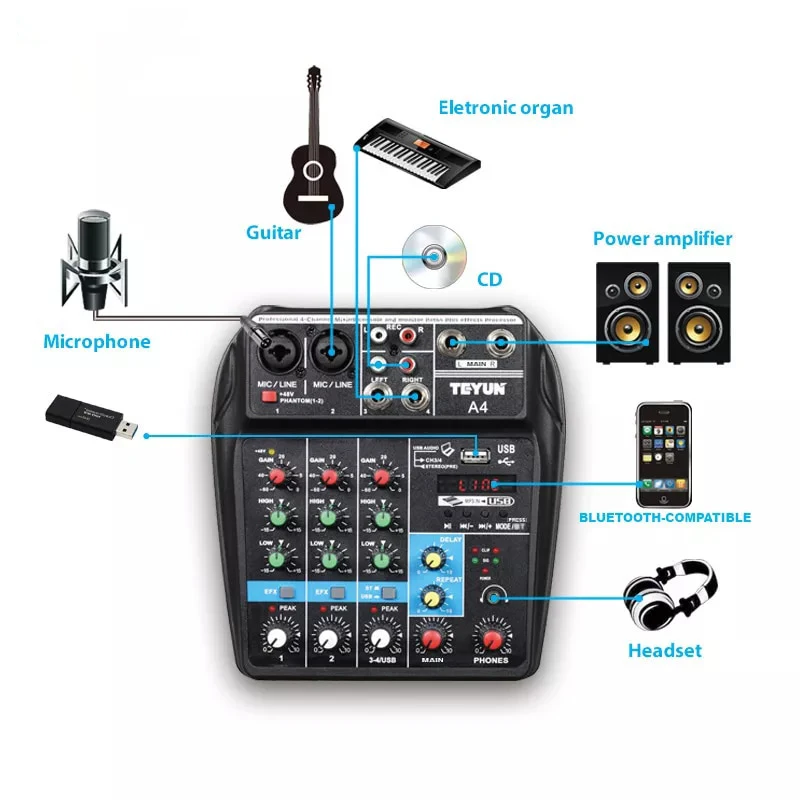 

Microphone mobile phone live broadcast computer recording dj audio equipment professional 8-channel digital mixer sound card