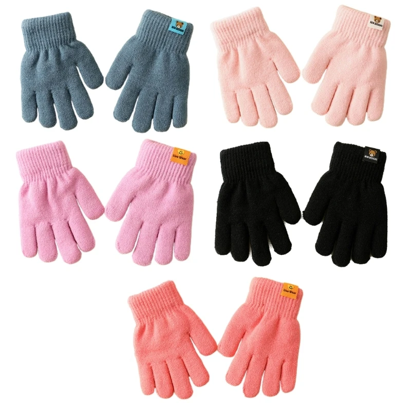 

Children Double-Layered Gloves Warm Autumn/Winter Accessories with Five Fingers Insulated Kids Gloves Lightweight Gloves