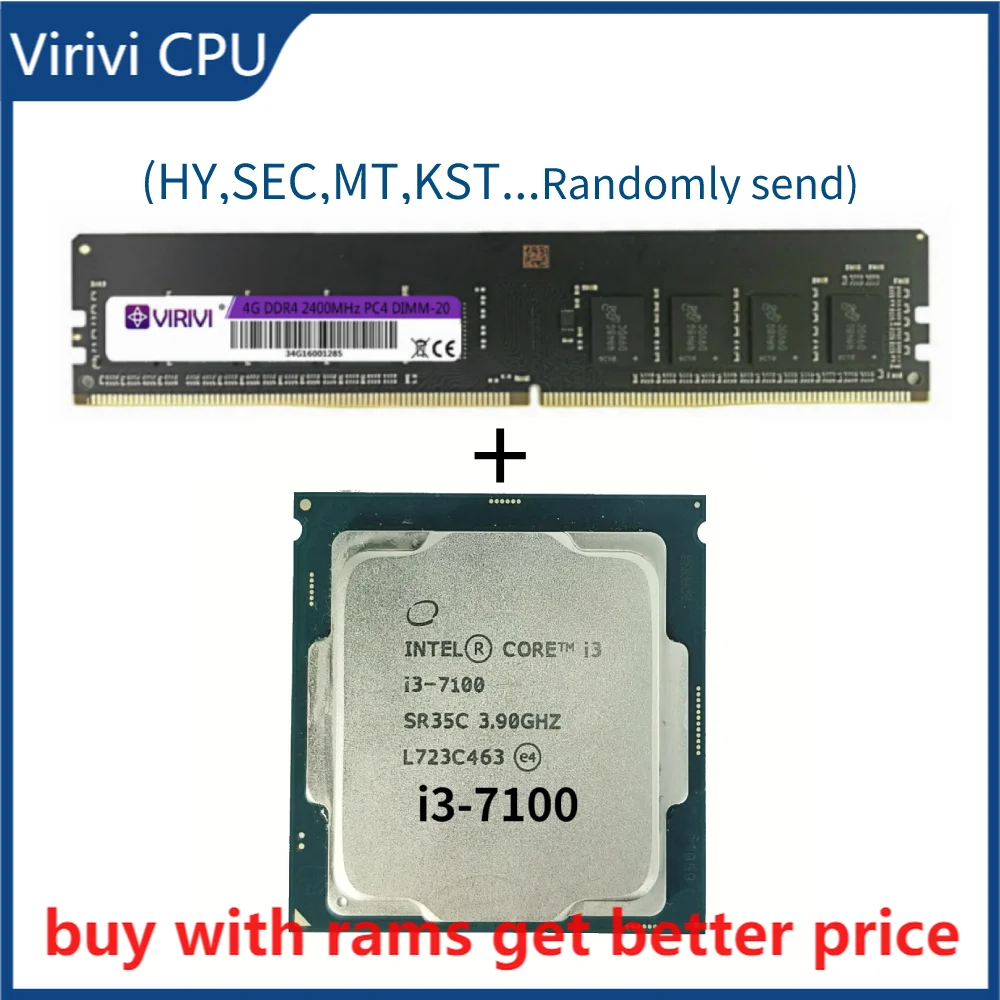 

DDR4 4G 2400Mhz with i3 7100 3.9GHz 3M 2 Core 4 Thread 51w LGA 1151 Processor desktop ddr3 ram memory i3-7100