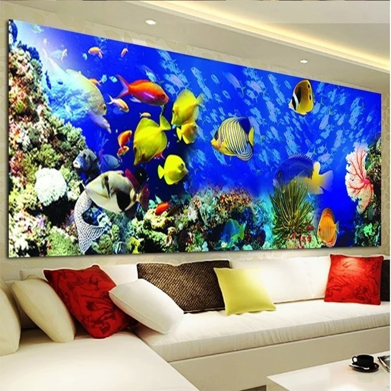 

Underwater World 5d Diamond Painting Full Diamond Embroidery Large Living Room Diamond Cross Stitch Ocean Fish Scenery Painting