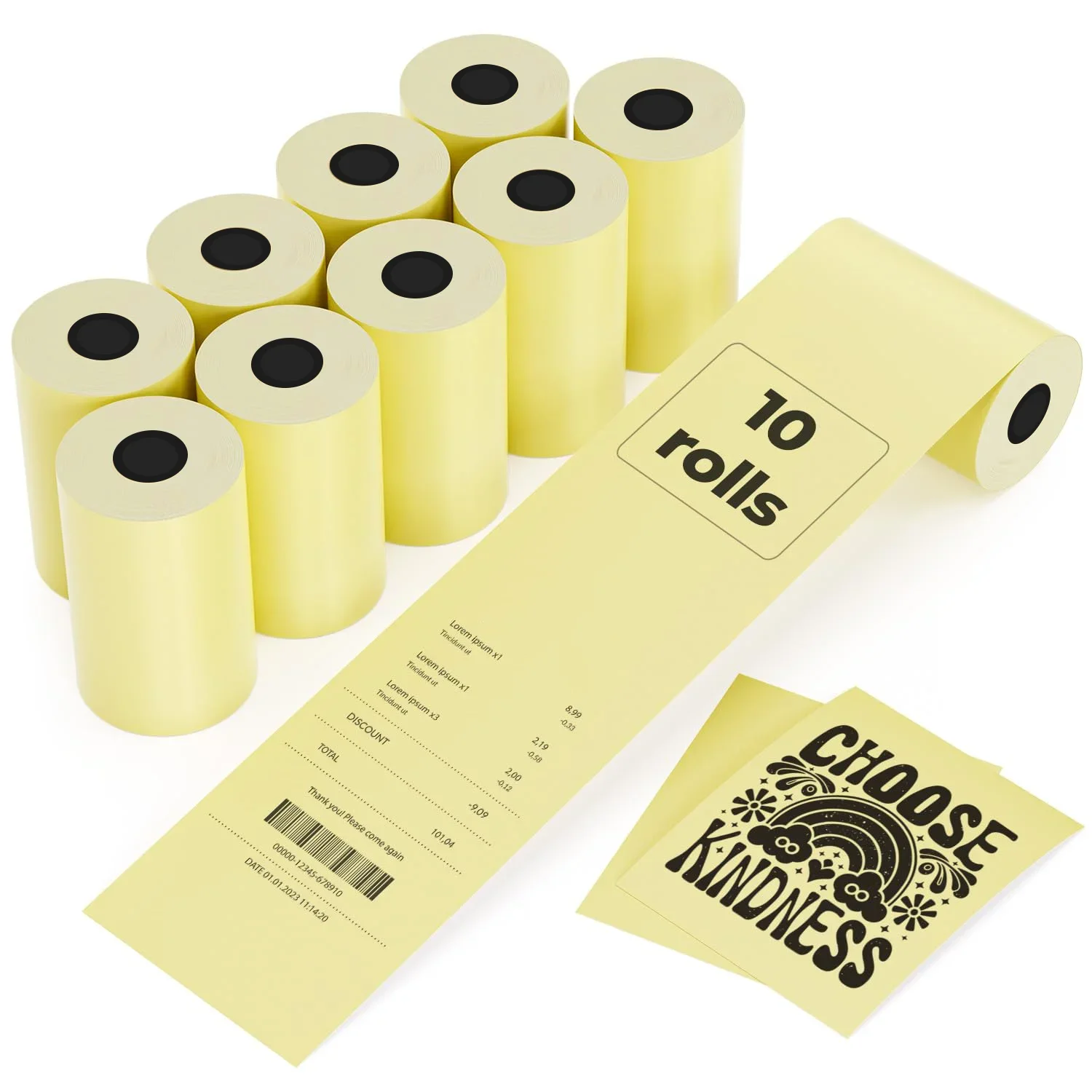 2 1/4&quotx 50' Yellow Cash Register Printing Paper Thermal Roll Compatible With 80mm Receipt Printer POS Credit Card Machines
