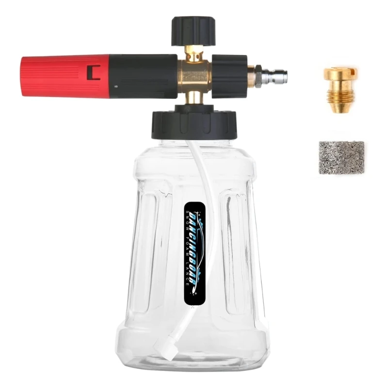

1L Pressure Washer Guns Snow Foam Lance High Pressure Washer Nozzle Tip 1/4 Inch Quick Connector Tip Holder Fitting