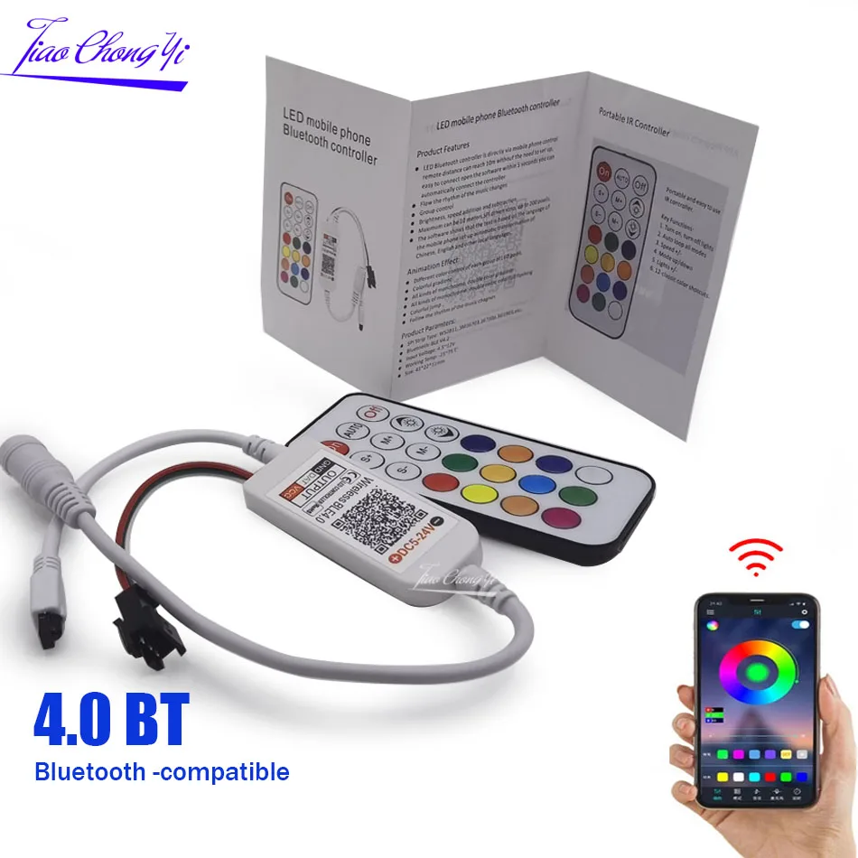 WS2811 Bluetooth-compatible music LED Controller DC5-24V 21key IR Remote For WS2812B Pixels Strip Light |