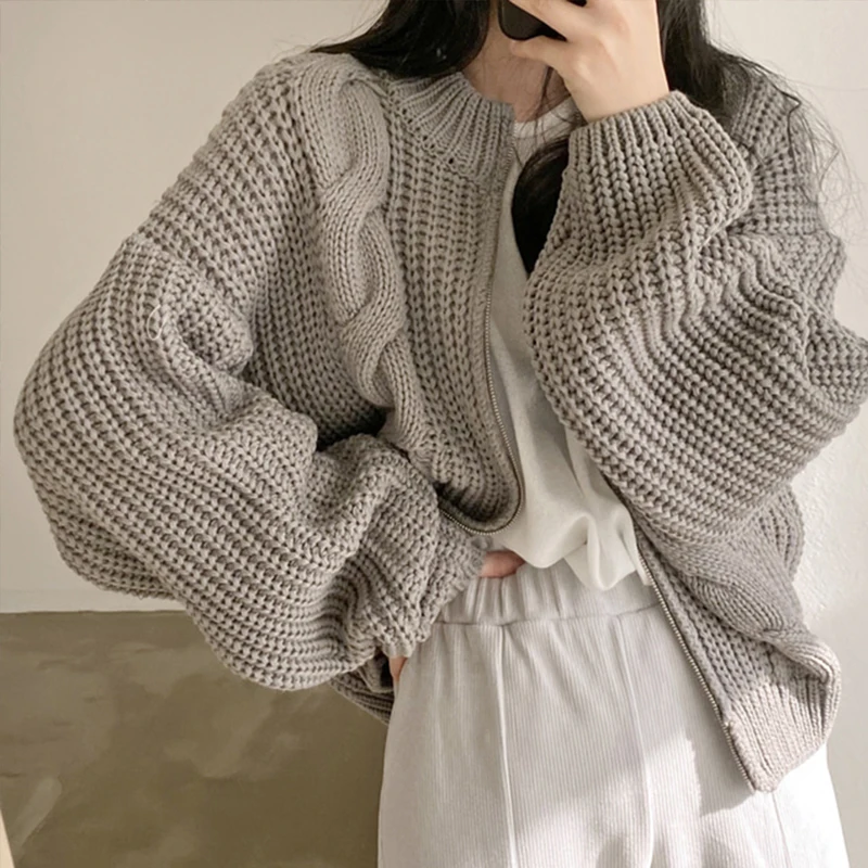 Lazy Retro Twist Ins Solid Cardigan Sweater Women's Sweaters Japanese Kawaii Ulzzang Female Korean Harajuku Clothing For Women