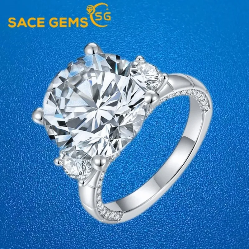 

SACE GEMS GRA Certified 5-8CT Moissanite Ring VVS1 Lab Diamond Solitaire Ring for Women Engagement Promise Wedding Band Jewelry