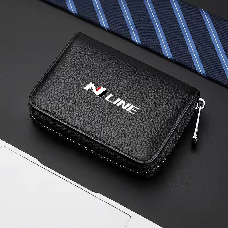 

For Hyundai n nline tucson kona sonata veloster i30 i20 Credit Card Driver's License Business Card Holder genuine leather wallet