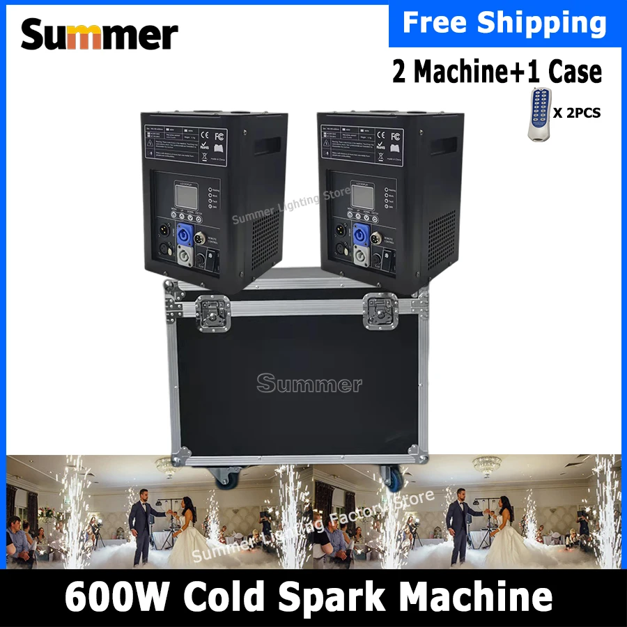 

No Tax 2Pcs 600W Cold Spark Machine With Flight Case DMX Remote Cold Fireworks Fountain Spark Stage Sparkular Machine