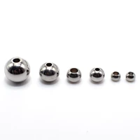 40pcs stainless steel diy accessories through hole beads round spacer beading 3 4 5 6 8 10 12mm for bracelet jewelry making