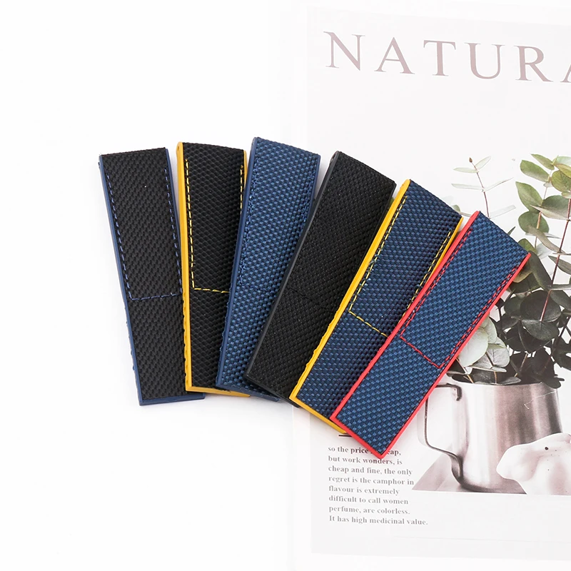 Watch accessories suitable for Breitling Nylon Canvas Series 22 24mm unisex breathable rubber strap Folding buckle