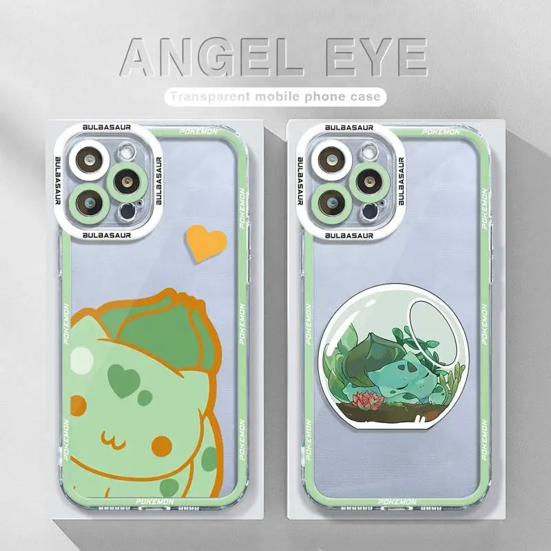 

Pokemon Cute Bulbasaur For iPhone 14 11 12 13 Pro Max XS XR X 7 8 6 6S Plus Silicone Clear Cover Print Frame Funda
