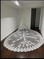 verngo luxury wedding dress veil lace applique chapel long train custom made bridal veil accessrioes custom made by factory