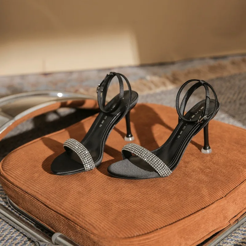 

Rhinestone Sandals Thin Heel Women's Shoes With High Heel Ankle Strap Women's Sandals Summer 2022