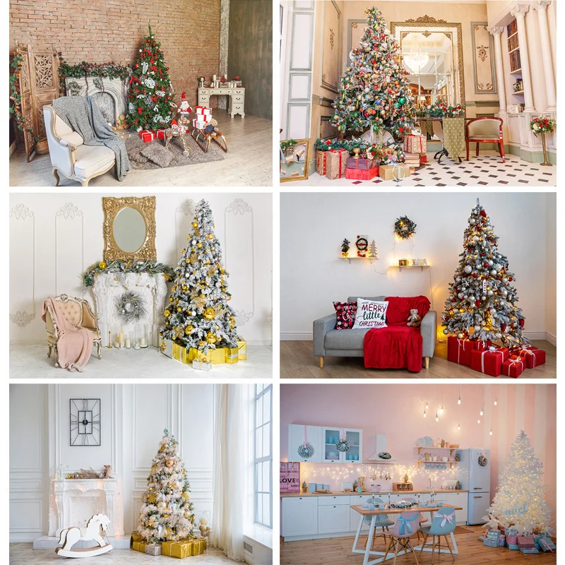 

Christmas Indoor Theme Photography Background Christmas tree Children Portrait Backdrops For Photo Studio Props 21518 HYD-04