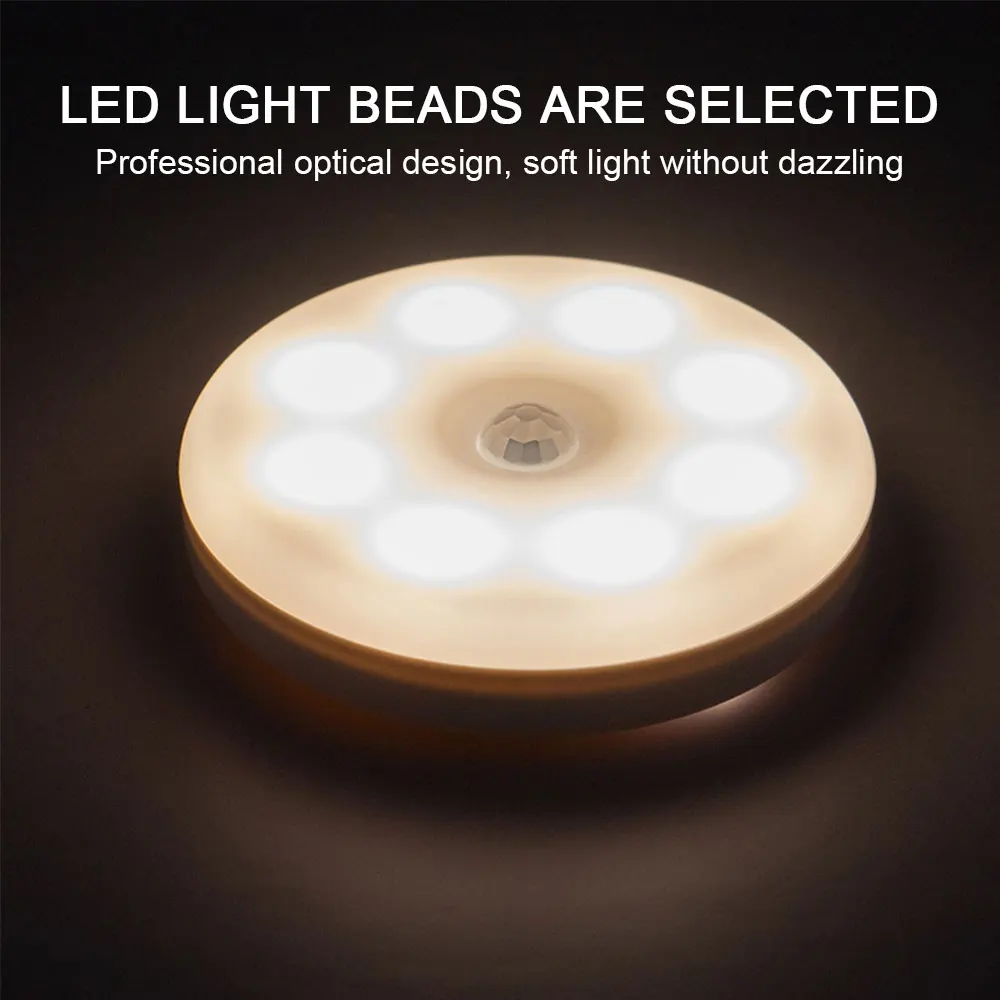 

Indoor LED Sensitive Night Light Human Body Smart Induction Motion Sensor Lamp Wireless for Bedroom Dormitory Wall Light