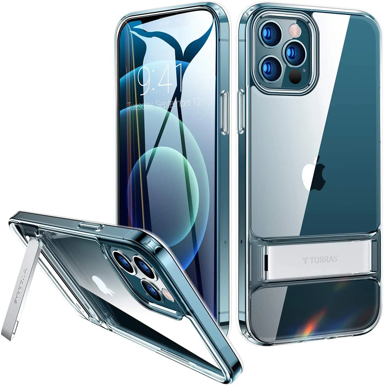 

TORRAS Designed for iPhone 12 Pro Max Mini Case [Armor-Level Protection] with Adjustable Kickstand Slim Shockproof Clear Case