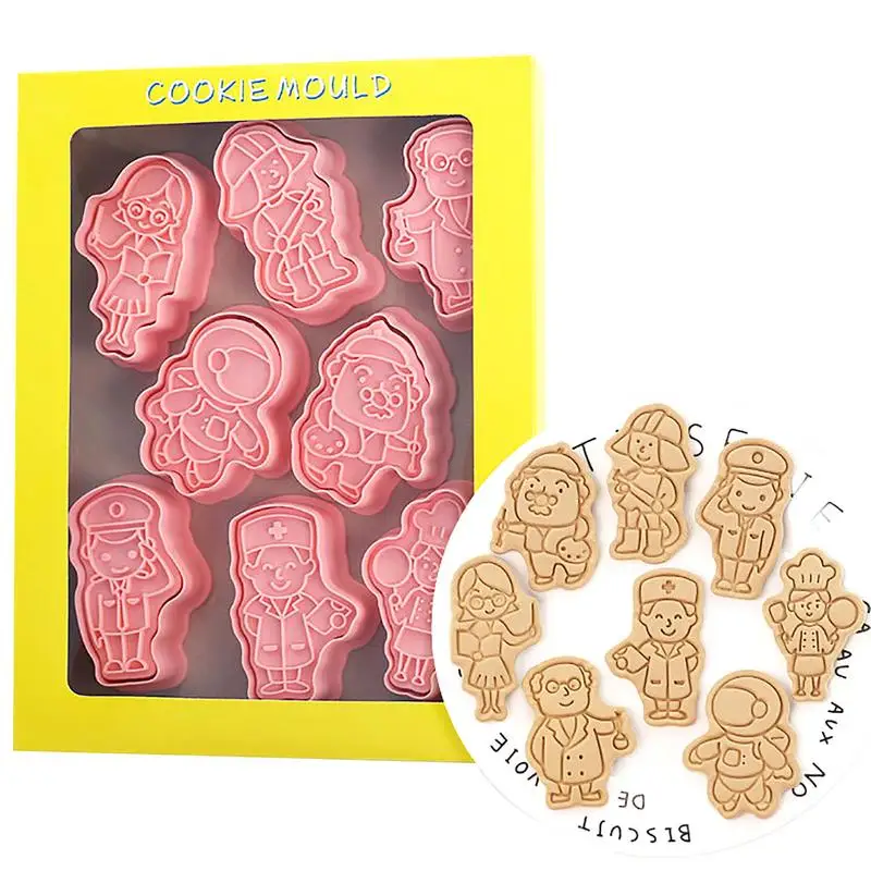 

3D Cookie Stamps Set 8 Pieces Cartoon Biscuit Mold Embossed Fondant Baking Tool For Biscuit Kids DIY Tools For Baking
