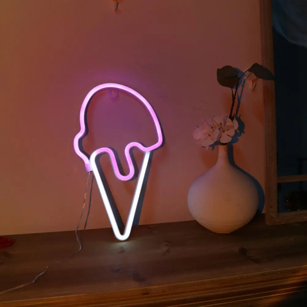 

Led Neon Light Eye-catching Led Neon Ice Cream Lamp Unique Shape Usb/battery Operated Desktop Ornament for Flicker-free Neon