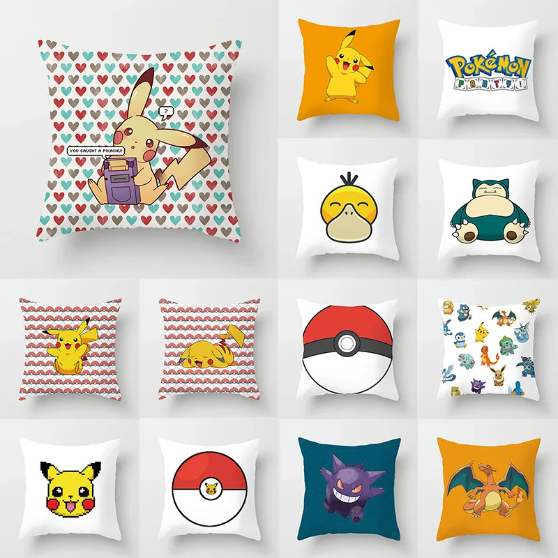 

Pokemon Pikachu Peach Skin Pillow Cover Anime Character Jenny Turtle Charmander kids room decorate Cushion Cover birthday gifts