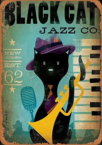

Balter Cat Jazz Новый Орлеан металлический Стандартный античный плакат для гостиной бара паба дома классический винтажный алюминий